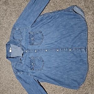 Gap Women's Denim Western Shirt Blouse XXL Medium Wash